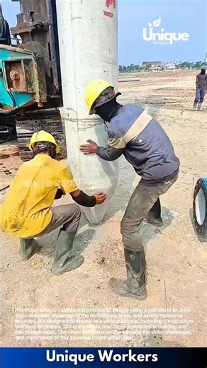 Installing Concrete Pole: Workers Secure and Align Heavy Electric Pole on Construction Site