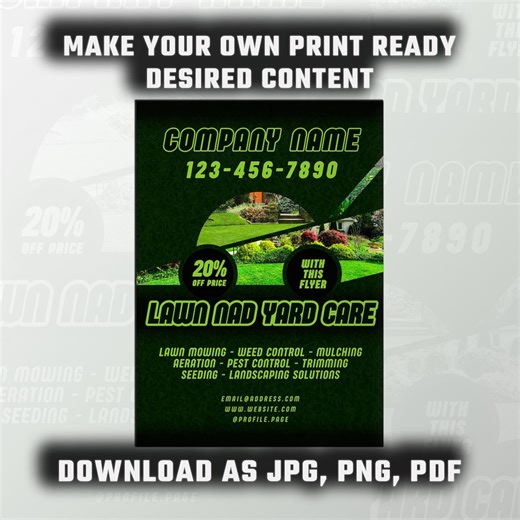 Lawn Mowing Flyer Template, Lawn Mower Service, Yard Work, Canva - Etsy Australia