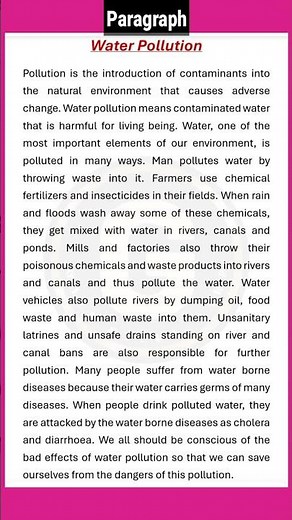 Paragraph Water Pollution || "Water Pollution: A Threat to Life" #paragraphwriting #gazistudycare