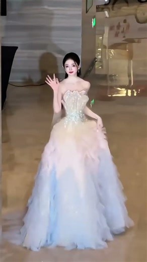 ball gown with floral lace bodice & gorgeous rosette skirt #EveningDress #Prom #Fashion”