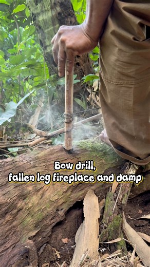 767K views · 5.2K reactions | Bow drill, fallen log fireplace and damp #bowdrill #primitivefirelighting #fireadventure #frictionfire #selfsufficiency #survivalfire | dalemgumino | Facebook
