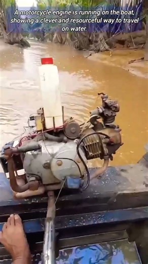 A Boat Cleverly Powered by a Motorcycle Engine perfectly.