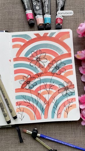 Cosmos flower doodle 🌼 . . Sketchbook: @zen_sangam Watercolour art journal 245 gsm . . . . #watercoloring #whatacolorinspired #satisfyingvideo #floralinspiration #reelsofart #artoninsta #instaartexplorer #exploreart #reelstagram #floralart #flowerdrawing #bujoinspo #colormehappy #colorfulartwork #artideas #artgram #gouacheart #watercolourpainting #watercolourflowers | Artsybeats
