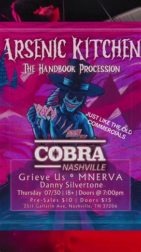 Live Music in Nashville July 30 — Arsenic Kitchen at Cobra