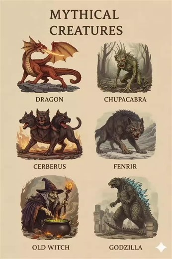 Mythical Creatures Explained | Dragon, Chupacabra, Cerberus, Fenrir, Witch & Godzilla 🐉👹#MythicalCreatures #Dragon #Chupacabra #Cerberus #Fenrir