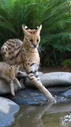 Serval Family Deep Natural Bath 💦🌿 #NaturalAnimalBath #Serval
