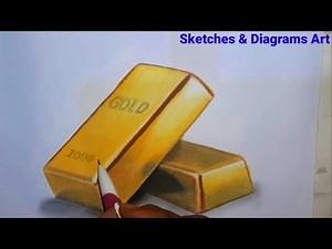 Gold Bar Drawing Easy || Sketches & Diagrms Art ||