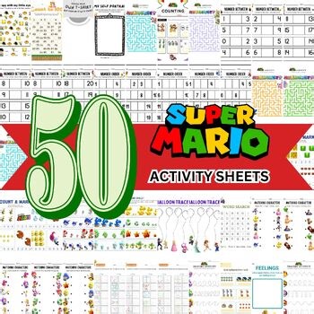 50 Mario-Themed Activity Sheets for Kids - Fun at Home, School & Parties!