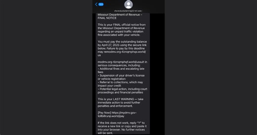 Missouri Department of Revenue warns of rising text message scam