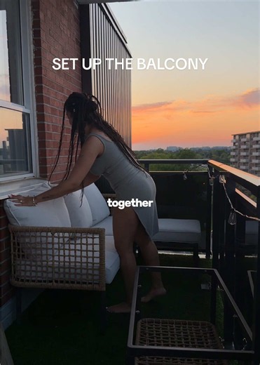 Finally made the time to set up our patio and we couldn’t be happier with how it turned out!😊 #patioseason #balconymakeover #balcony #apartmentdecor