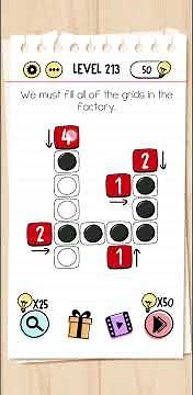 Brain Test Level 213 We must fill all of the grids in the factory Answer