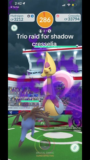 WOW I guess their is truth to third times the charm. From a trio raid I thought we’d lose to a shiny shadow legendary #pokemon #cresselia #pokemontiktok #shinypokemon #pokemongo