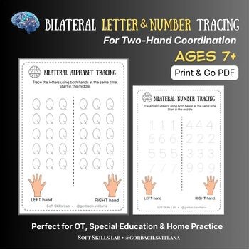 Two-Hand Tracing Bundle Letters and Numbers | Bilateral Coordination Worksheets