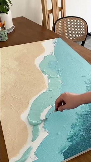 The entire process of hand-painting a textured beach in oil | Bringing tranquility to your room