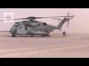 U.S. Marines CH-53 Super Stallion Helicopters Landing And Take-off