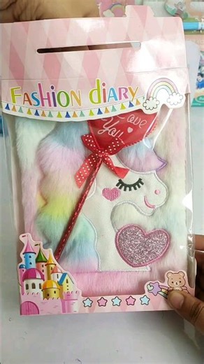 Unboxing Unicorn Fur Diary Notebook 🌈 #shorts #stationery