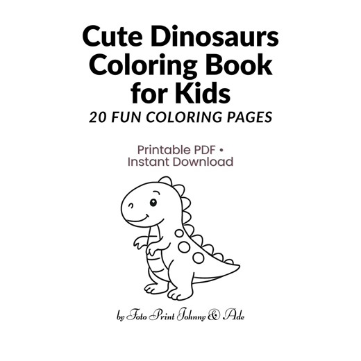 Dinosaur Coloring Book for Kids – 20 Fun Coloring Pages – Printable PDF – Digital Download - Etsy