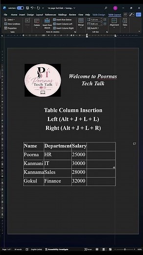 Insert Columns in MS Word Table Instantly 📊 | Easy Table Trick