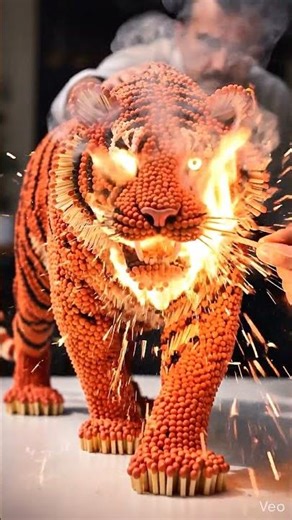 From Matchsticks to Fire Beast 🔥 #shorts #asmr #trending #satisfying