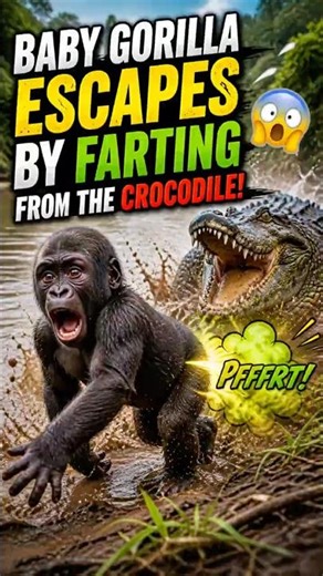 Fart Saves the Day! Gorilla Escapes Crocodile! 😂💨🦍🐊