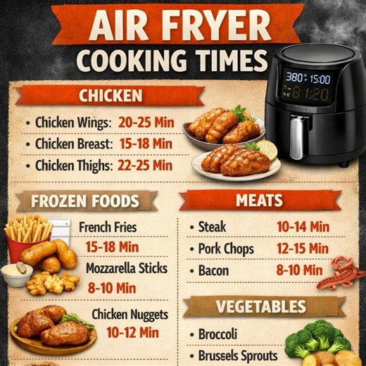 Air Fryer Cheat Sheet Printable Cooking Times Chart Quick Reference Guide PDF Kitchen Infographic Letter Size Temperature Magnet Cheat Sheet - Etsy