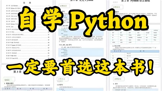 【Python背记手册】这绝对是最适合新手入门的Python书籍，小白一学就会，拿走不谢，高清PDF允许白嫖！！