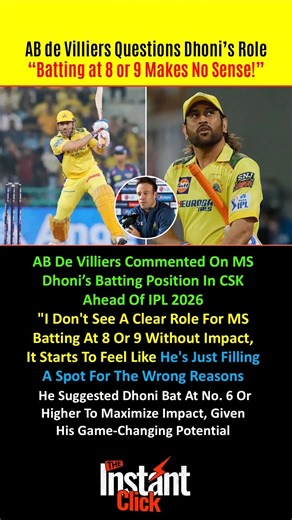 AB de Villiers Questions Dhoni's Role😲🔥 "Batting at 8 or 9 Makes No Sense!"