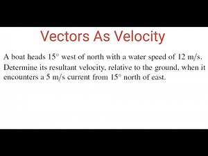 RESULTANT VELOCITY For Boat Heading 15 Degrees West Of North