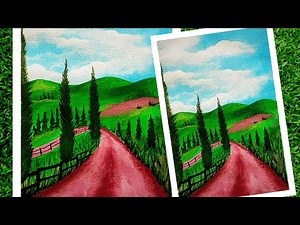 Step by Step Countryside Acrylic Painting For Beginners| Beautiful landscape painting