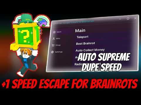 +1 Speed Escape for Brainrots Script 2026 *NO KEY* Auto Supreme, Dupe Speed, Inf Jump & Auto Rebirth