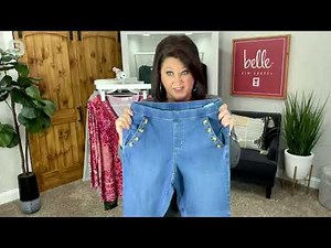 Belle by Kim Gravel TripleLuxe Button Detail Boot Cut Jeans on QVC