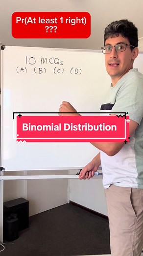 10 MCQs. 4 alternative answers. If you guess them all, what is the probability of getting at least one right? 🤔 #maths #math #mathematics #probability #statistics #atar