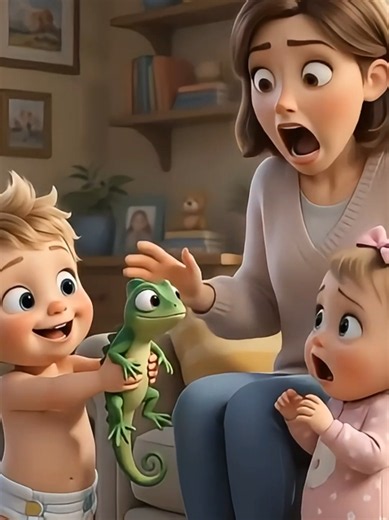 The Calm Lizard vs. Mom: A Cartoon Comparison