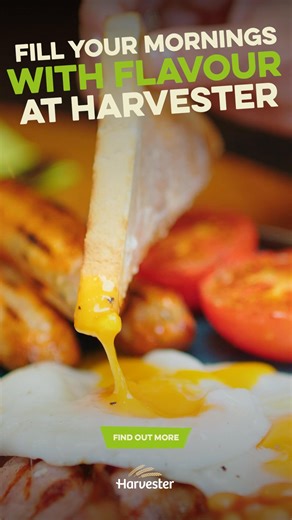 Start your day the Harvester way, with a freshly cooked breakfast. Our Ultimate breakfast satisfies even the biggest appetites. | Harvester