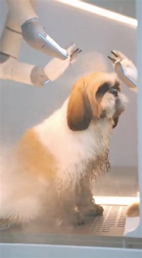 How does the 37116512 dog washing robot work?