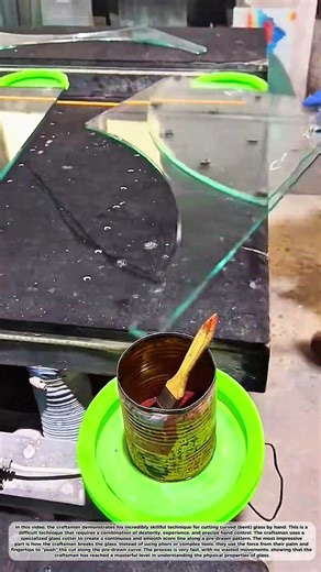 Cutting Glass Along A Curved Line: A Remarkable Technique Of The Craftsman #job #skills #workers