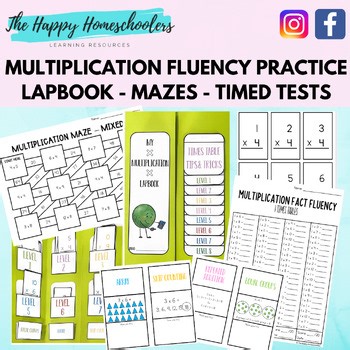 Multiplication Lapbook I Flash Cards I Times Table Fluency & Practice I Drills
