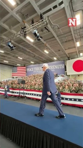 Donald Trump Visits US Troops Aboard Aircraft Carrier In Japan