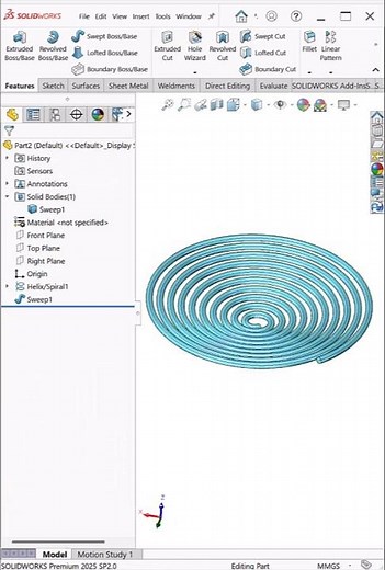 Spiral Sweep Design in SolidWorks | Helix to Flat Spiral Tutorial #shorts