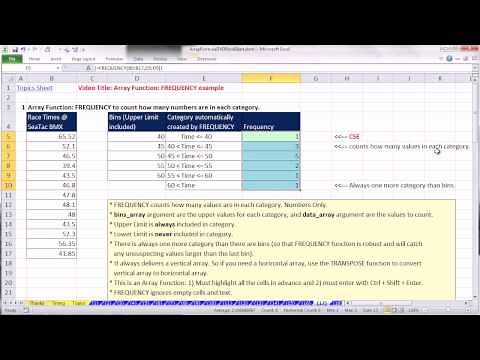 Ctrl + Shift + Enter: Excel Array Formulas 17: FREQUENCY Array Function Basics