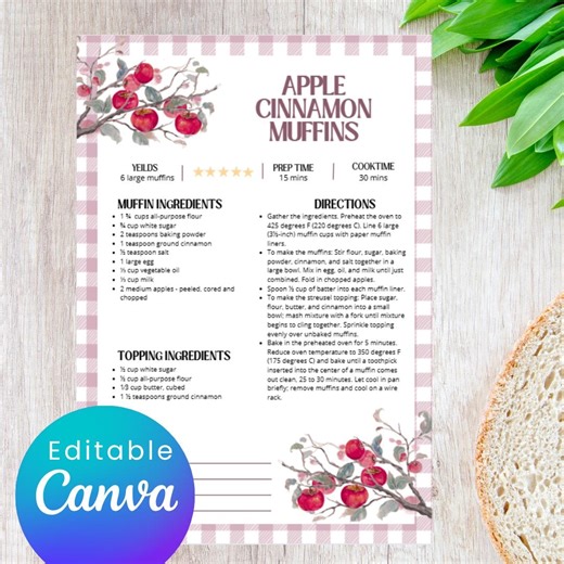 Editable Recipe Template | Family Cookbook, Kitchen Binder (canva, US Letter) - Etsy