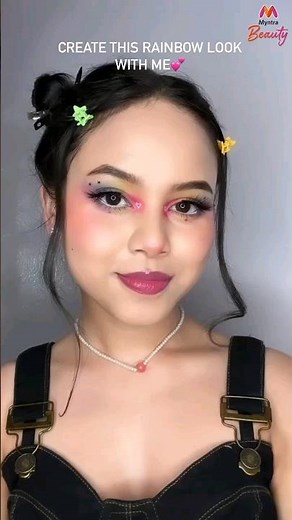 Vibrant Rainbow Eye Makeup Tutorial 🌈| Colorful Eye Makeup Look for Summer Parties| Myntra #shorts