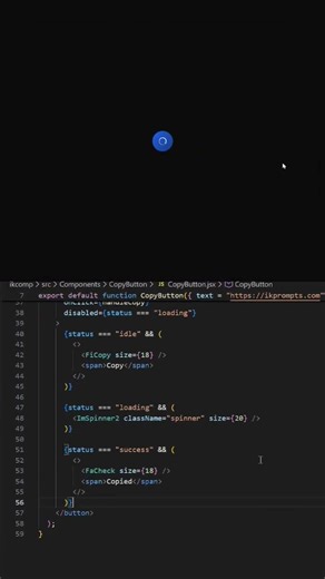 Animated copy button using react #ikcodingtrickss