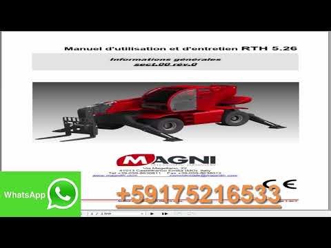 Magni Telescopic Handler RTH Series Diagram and Parts Operation Service Manual