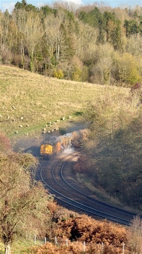 78K views · 1.5K reactions | 10.45 All was peaceful in the countryside until a couple of Class 37s roared through the Howardian Hills helping to keep the track clear of any autumn debris.  What a sound 殺 | North Yorkshire Weather Updates | Facebook