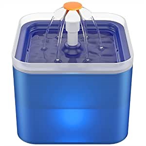 NICREW Cat Water Fountain, Ultra Quiet Cat Fountain with LED Light, 2L Capacity Pet Water Fountain with Filter, Automatic Drinking Water Dispenser for Cats and Dogs, Blue