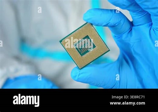 Engineer in semiconductors fabric displays CPU chip, concept of high demand of chipsets for AI data sets processing and datacenters. Boom in mining of minerals and rare earth for electronics Stock Video Footage - Alamy