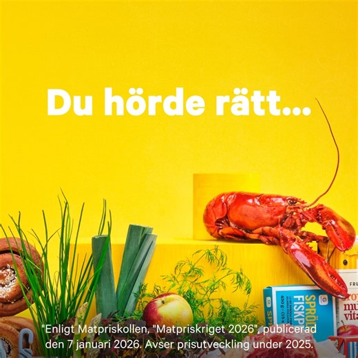 Då var det klart!💥 Vi pressade matpriserna mest förra året – så att du kan handla fler favoriter och färskvaror till bättre priser.🤝 Enligt @matpriskollen_app var City Gross den matvarukedja som hade de allra lägsta prisökningarna under 2025. Välkommen att fortsätta unna dig riktigt prisvärd mat på matmarknaden i år också!🥳💛 *Enligt Matpriskollen, “Matpriskriget 2026”, publicerad den 7 januari 2026. Avser prisutveckling under 2025. | City Gross