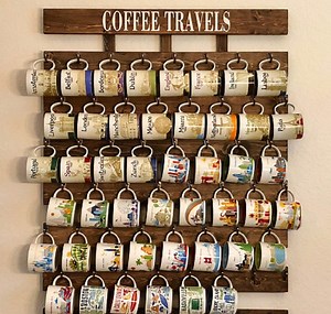 XL Coffee Mug Rack With Hooks - You Are Here Collection Display - Etsy