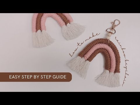 RAINBOW MACRAME KEYCHAIN TUTORIAL easy step by step | DIY for beginners